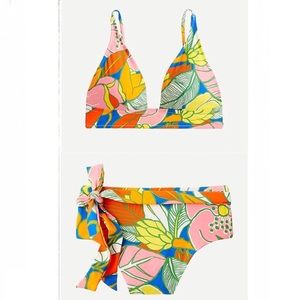 High-waist tropical floral bikini